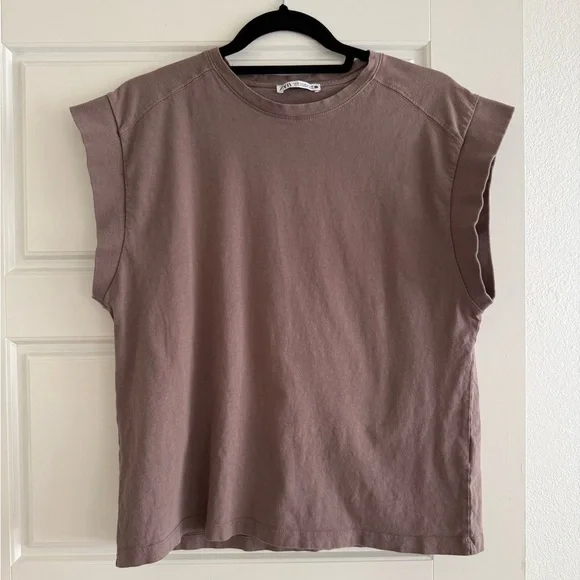 Zara Women’s Brown Muscle Tee Size Medium - Picture 1 of 4